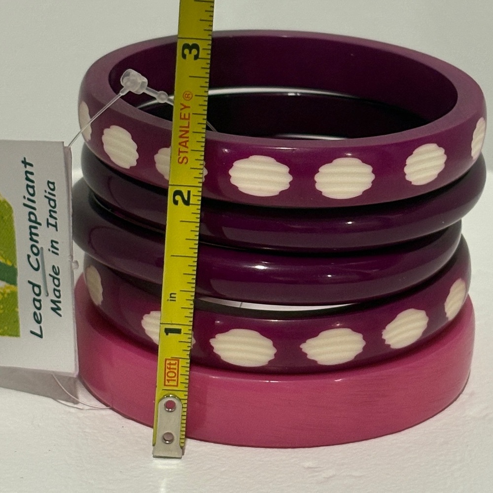 Set of 5 Eco-Friendly Resin Bangles – Pink & Purple Tones – Fair Trade from Indi - Picture 8 of 9
